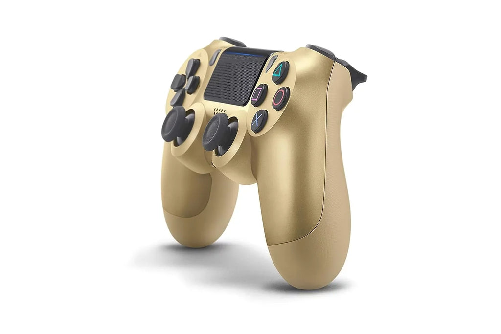 Pre-Owned  Dual Shock Gold Gaming Controller For PS4 Console + Wired Earbuds BOLT AXTION Bundle (Refurbished: Like New)