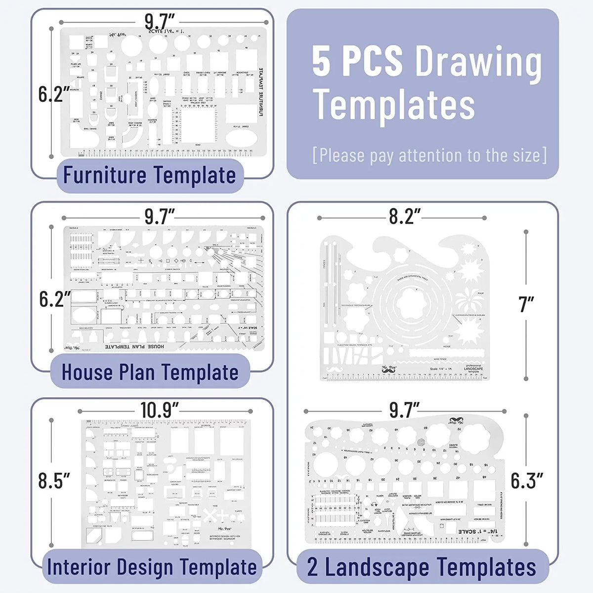 Pen- Architect Set, Professional Geometry Set, 17 Pcs, Compass and Protractor Set, Drafting Tools. Mr