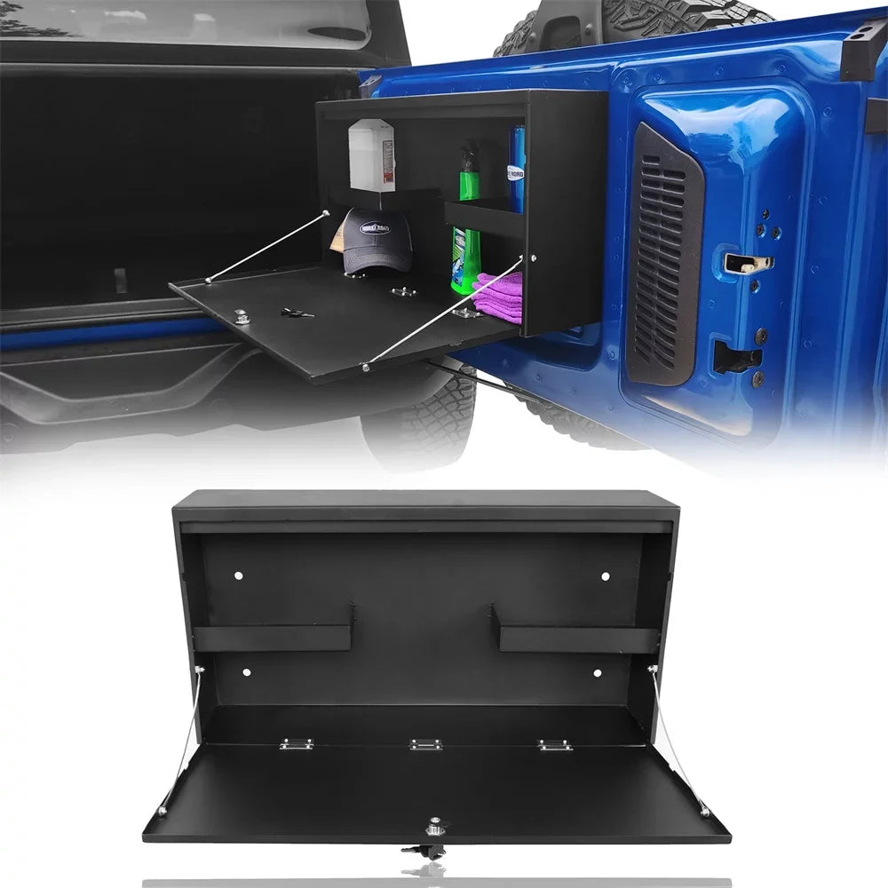 Hooke Road Fit 2021-2023  Bronco Folding Tailgate Table Lockable Steel Storage Box Black