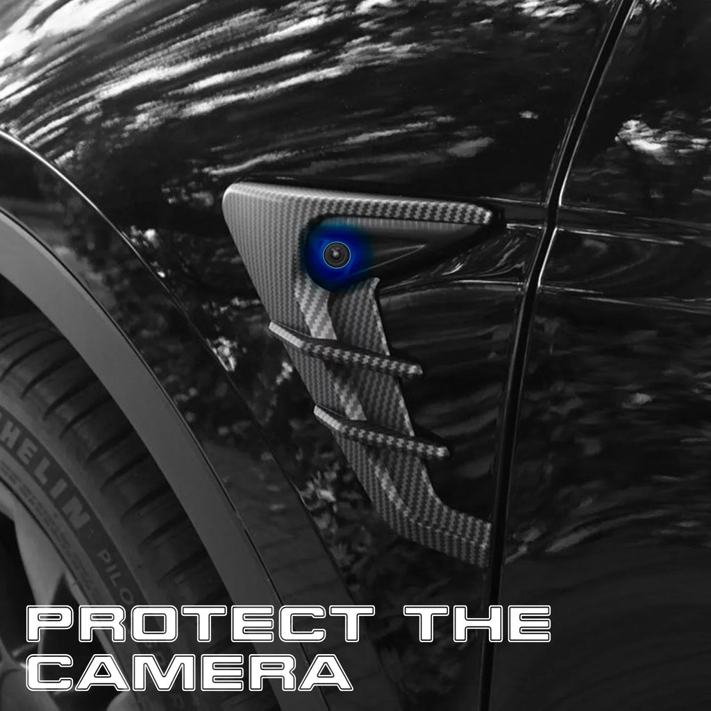 Xotic Tech Side Marker View Camera Indicator Turn Signal shield Trim, Carbon Fiber Pattern, suitable with Tesla Model 3 Model Y 2021+