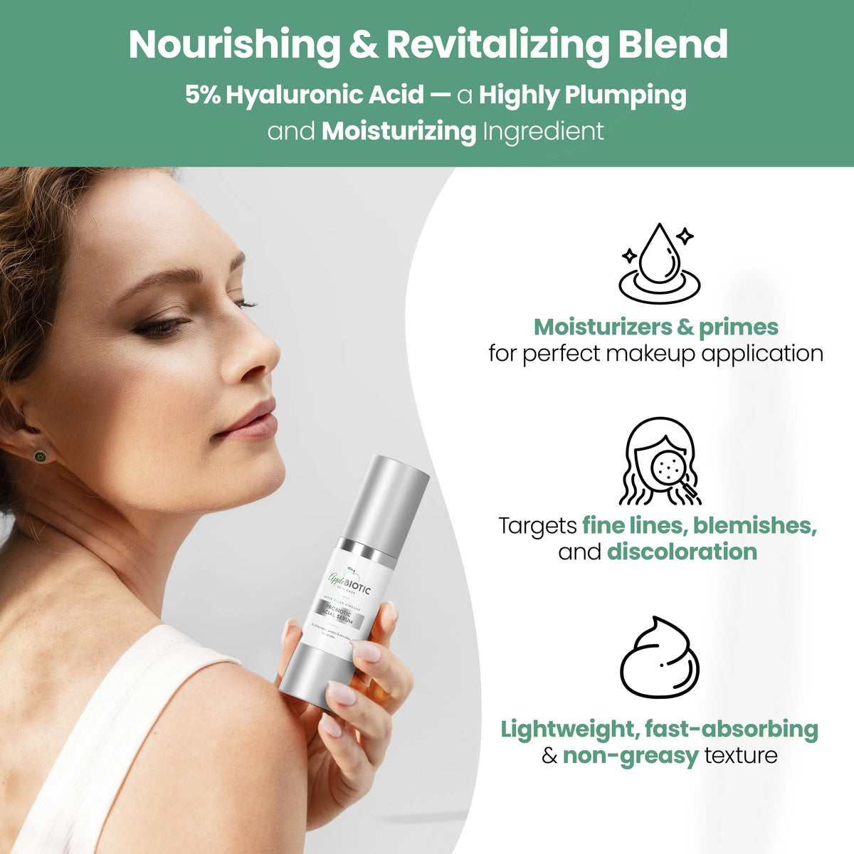 Applebiotic  Cider Vinegar Probiotic Facial Serum with Hyaluronic Acid