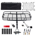 60" x 24" x 6" Hitched Mounted Folding Cargo Basket with Cargo Net, 500lb Capacity for Car SUV Truck Trailer, Black