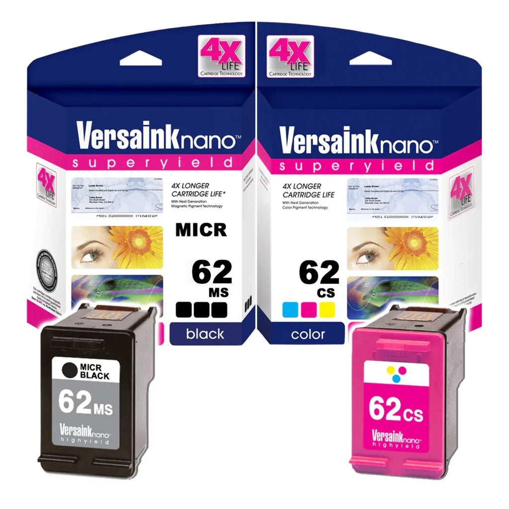 VersaInk-nano  62MS Black(MICR)  62CS Color Cartridges - 4X Life