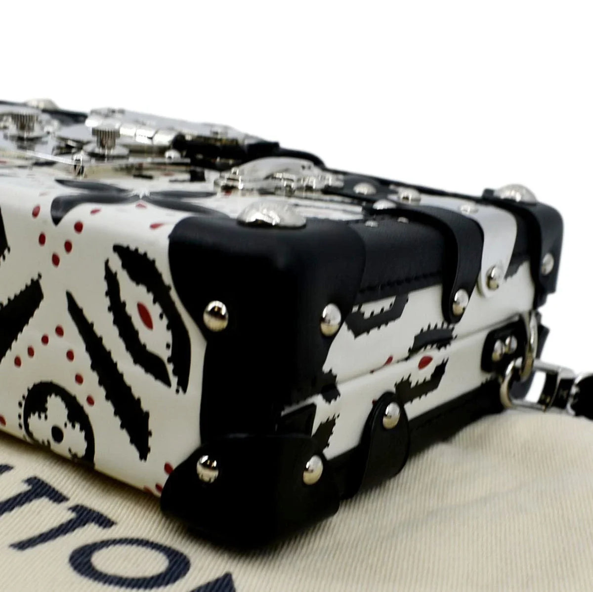 Pre-owned LOUIS VUITTON Petite Malle Graphic Print Leather Crossbody Bag Black/Multicolor