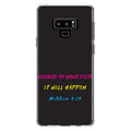 DistinctInk Clear Shockproof Hybrid Case for  Galaxy Note 9 - TPU Bumper, Acrylic Back, Tempered Glass Screen Protector - Matthew 9:29 - Because of Your Faith, It Will Happen