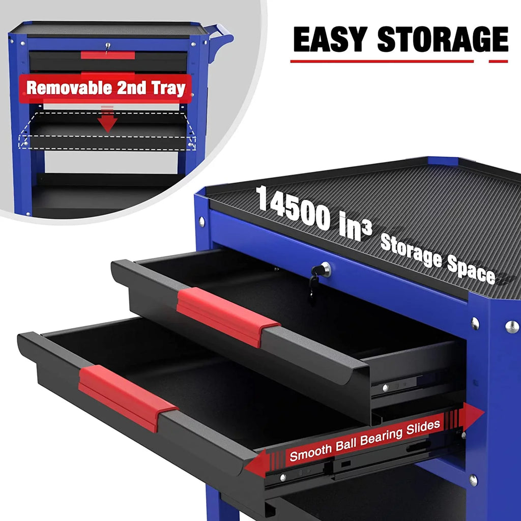 WORKPRO Premium 28" 2-Drawer Rolling Tool Cart, Heavy Duty Utility Industrial Service Cart Storage Organizer with Wheels and Locking System, for Mechanic, Warehouse, Garage, Workshop, 400 lbs Load