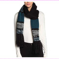 Michael Kors, Stripe Print Embellished Stud Fringe Wrap Scarf, LUXE TEAL,Size OS