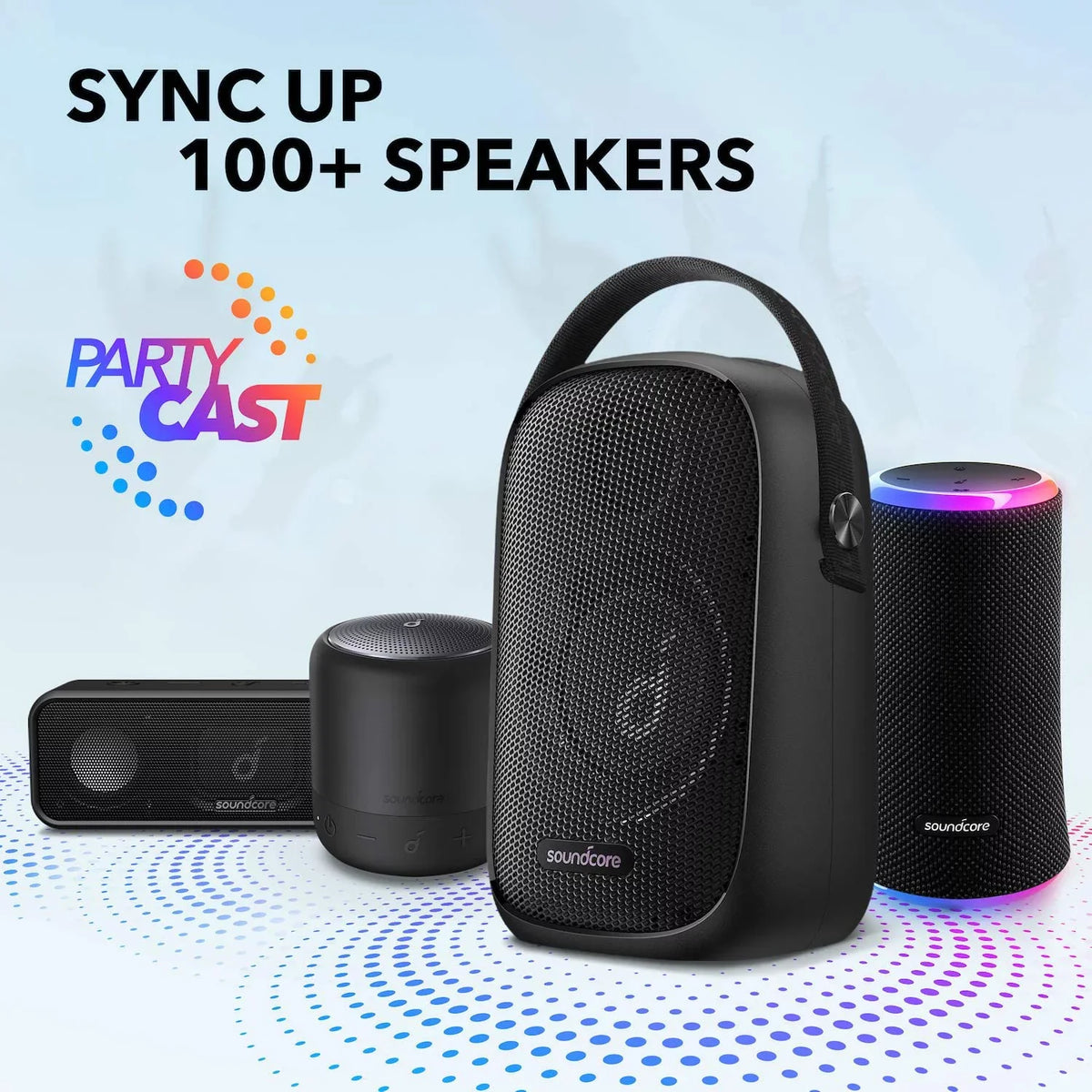 Soundcore Trance Go Outdoor Bluetooth Speaker with BassUp Technology, Sync 100+ Speakers, 24H Playtime, Waterproof, Custom EQ, App
