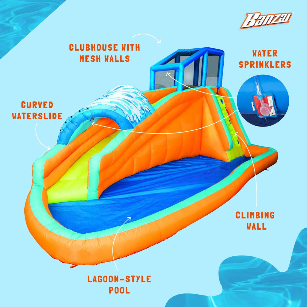 Banzai Surf Rider Kids Inflatable Outdoor Lagoon aqua Slide Splash Park