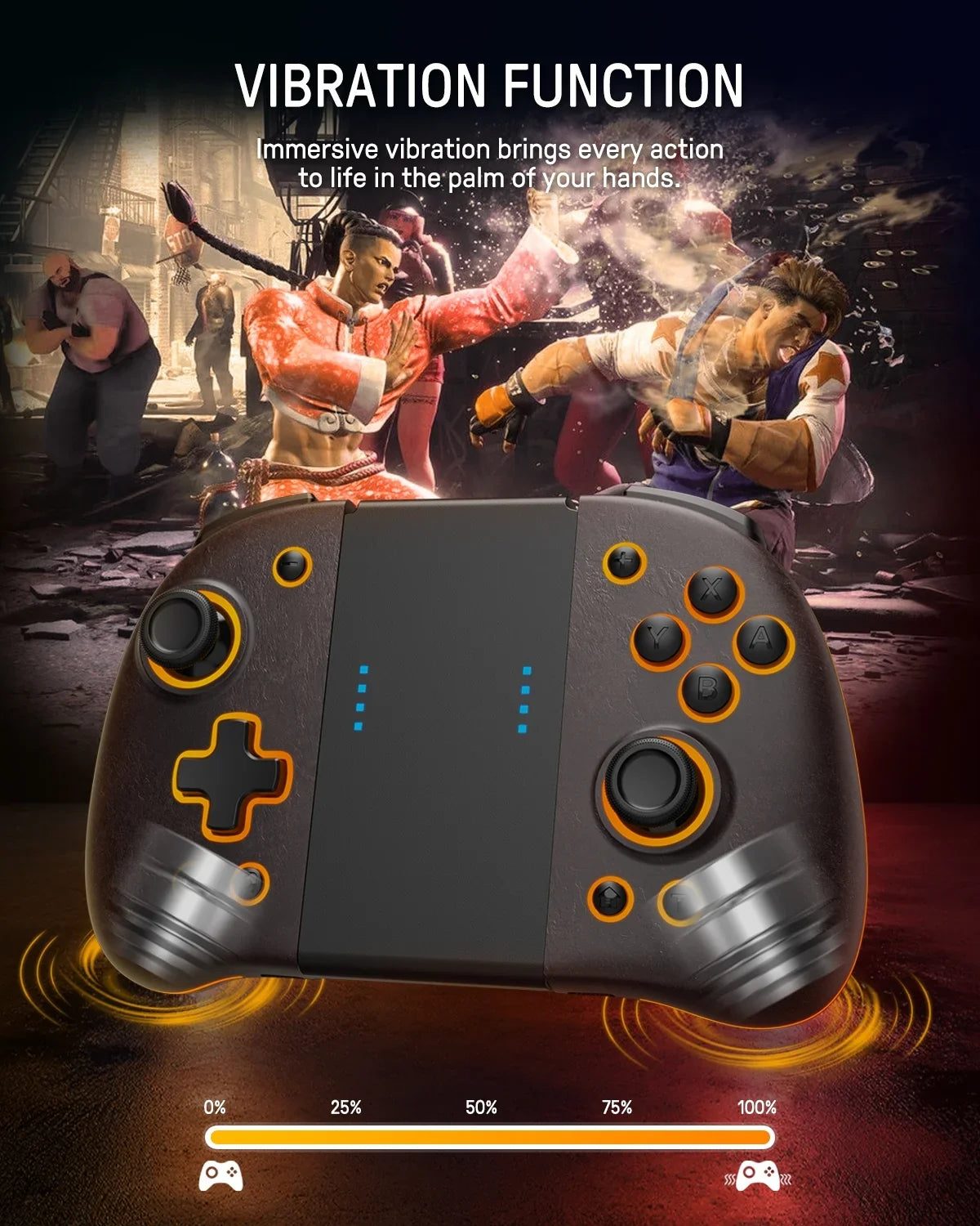 Funlab Luminous Switch Controller suitable with Nintendo Switch/OLED, Ergonomic Joypad Controller for Handheld Mode with 7 LED Colors/Paddle/Turbo for Zelda Fans - Sheikah Brown
