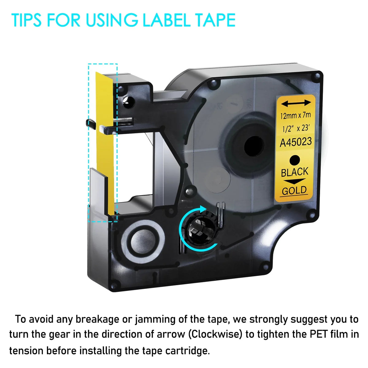 GREENCYCLE 8PK suitable for DYMO D1 Label Tape 45023 12mm 7m Black on Gold for LabelManager LabelPoint LabelWriter Label Maker