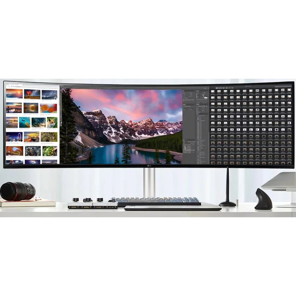 Open Box  49WQ95C-W 49" 32:9 Curved UltraWide DQHD (5120 x 1440) Nano IPS Monitor, NVIDIA G-SYNC suitable & AMD FreeSync Premium Pro, HDMI 2.1 and USB Type-C, Tilt/Height/Swivel Adjustable
