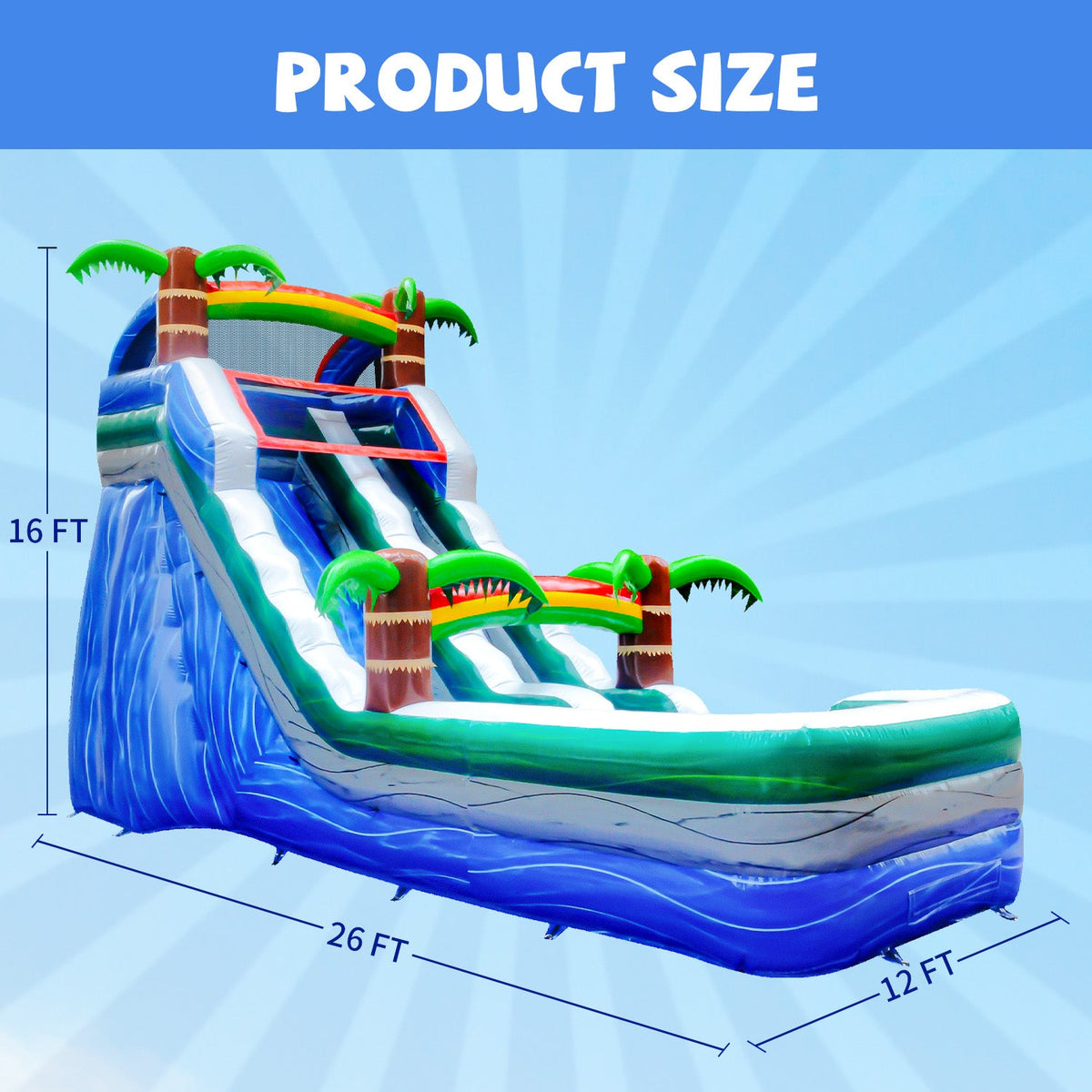 GOOSH 16 ft Palm Tree Inflatable moisture Slide with Air Blower, Kids Blow Up moisture Slide, Outdoor Commercial liquid Slide-Climbing Wall, Slides & Splash Pool
