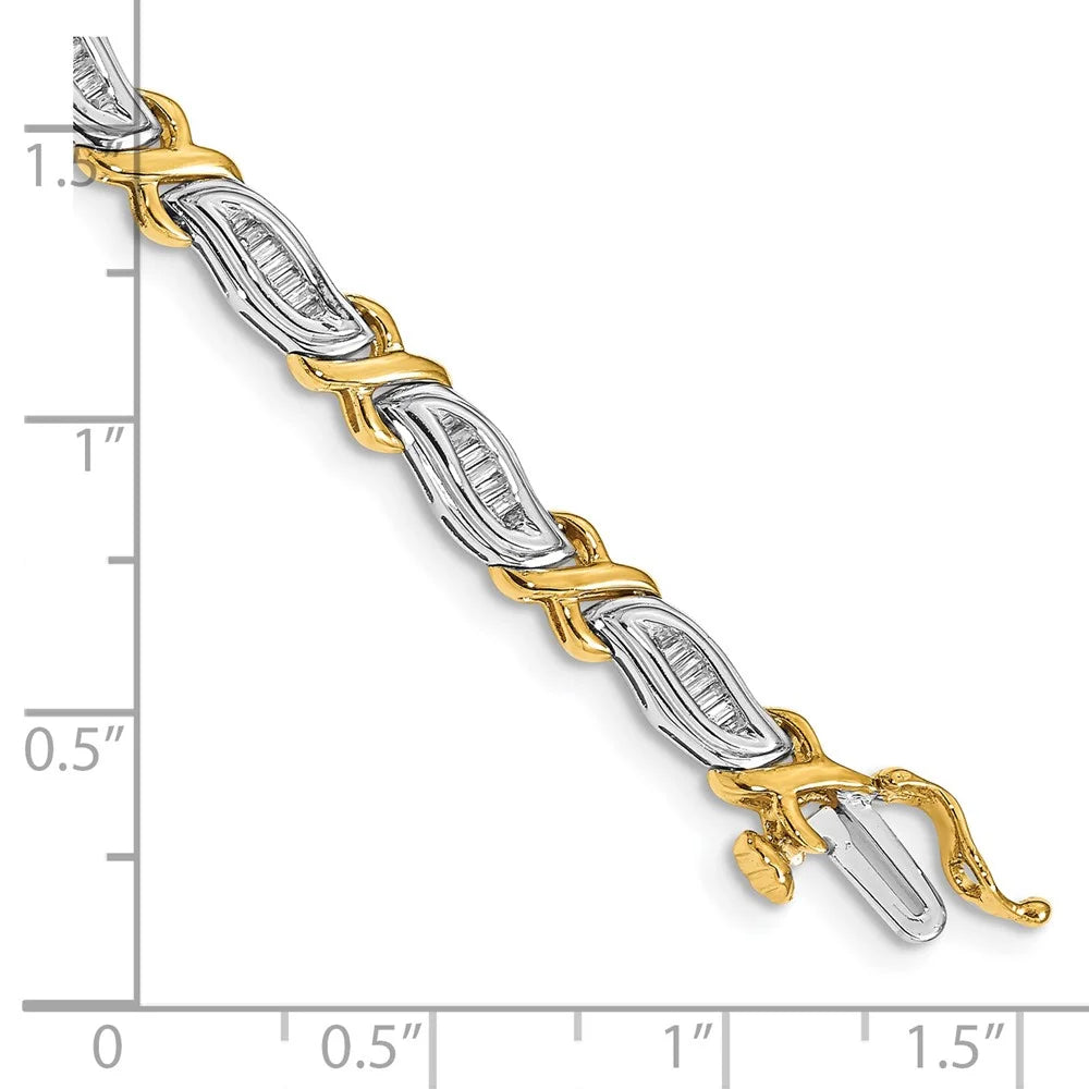 Baguette Diamond Bracelet QBM4615-100-WYA. 14k Two-Tone 1ct