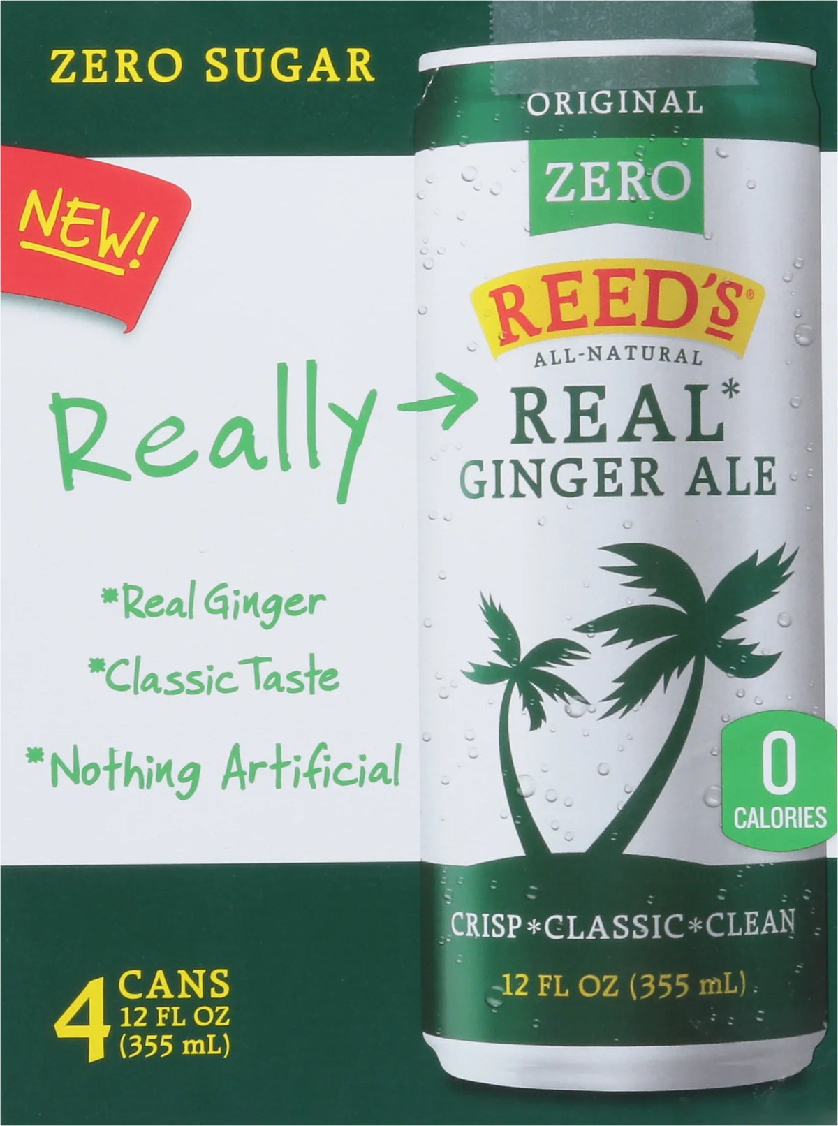 Reed's Ginger Ale, Zero Sugar - 24 x 12 floz