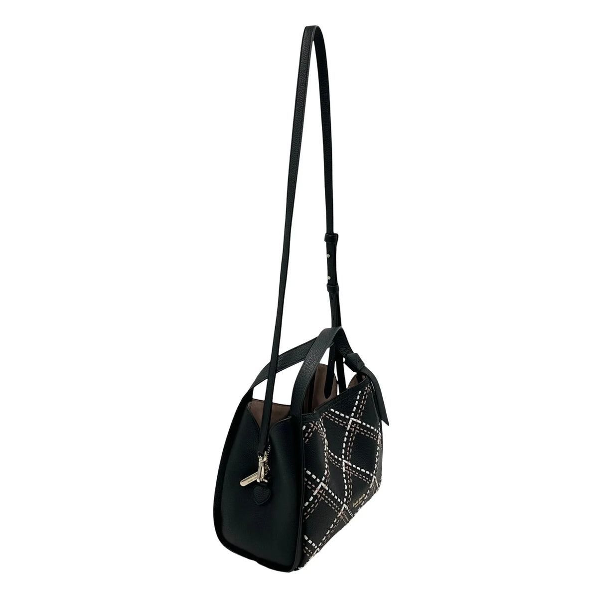 Kate Spade Knott Plaid Stitched Medium Crossbody Tote - Black