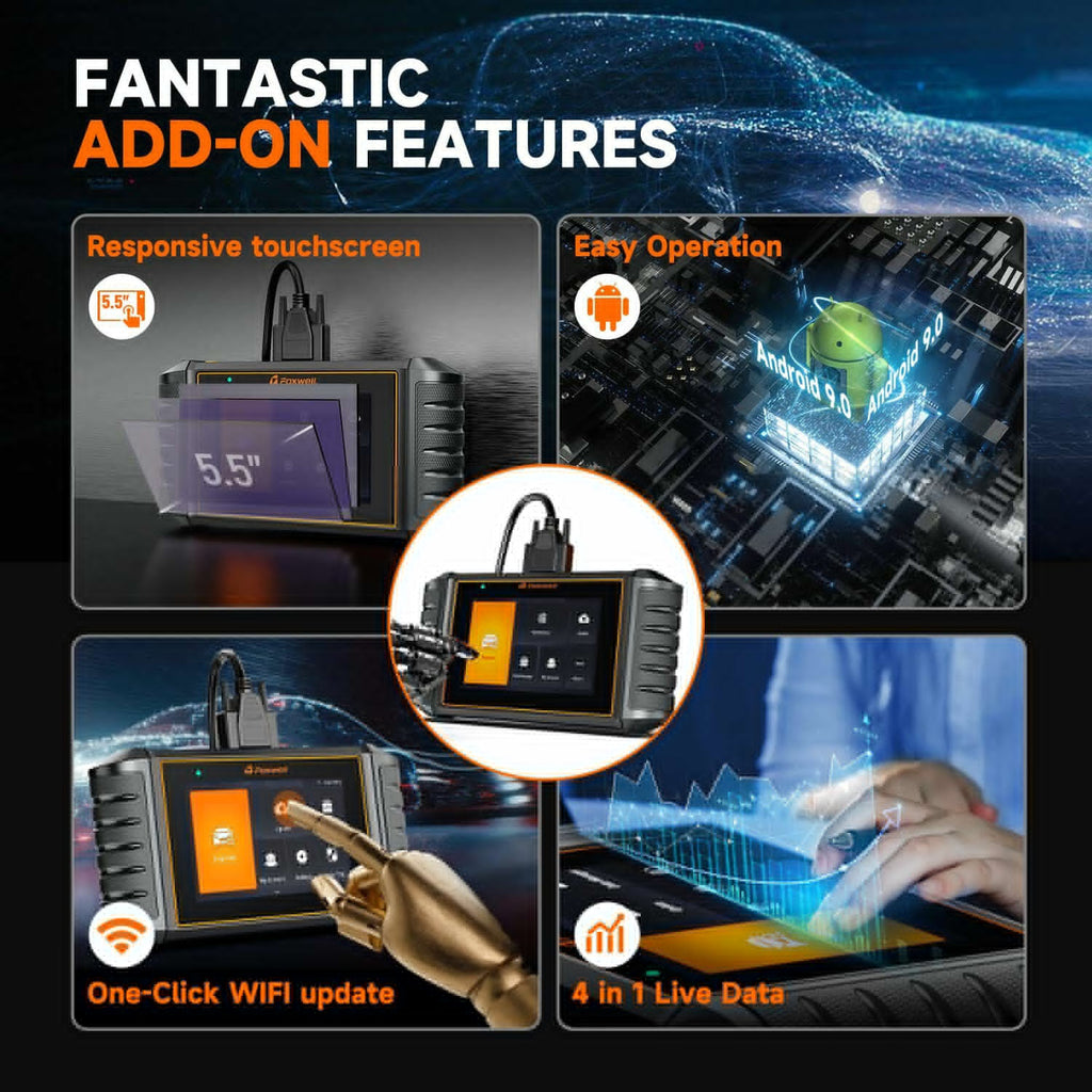 FOXWELL NT710 OBD2 Scanner Code Reader Bi-directional Scan Diagnostic Tool Relearn Coding Reset TPMS fit for