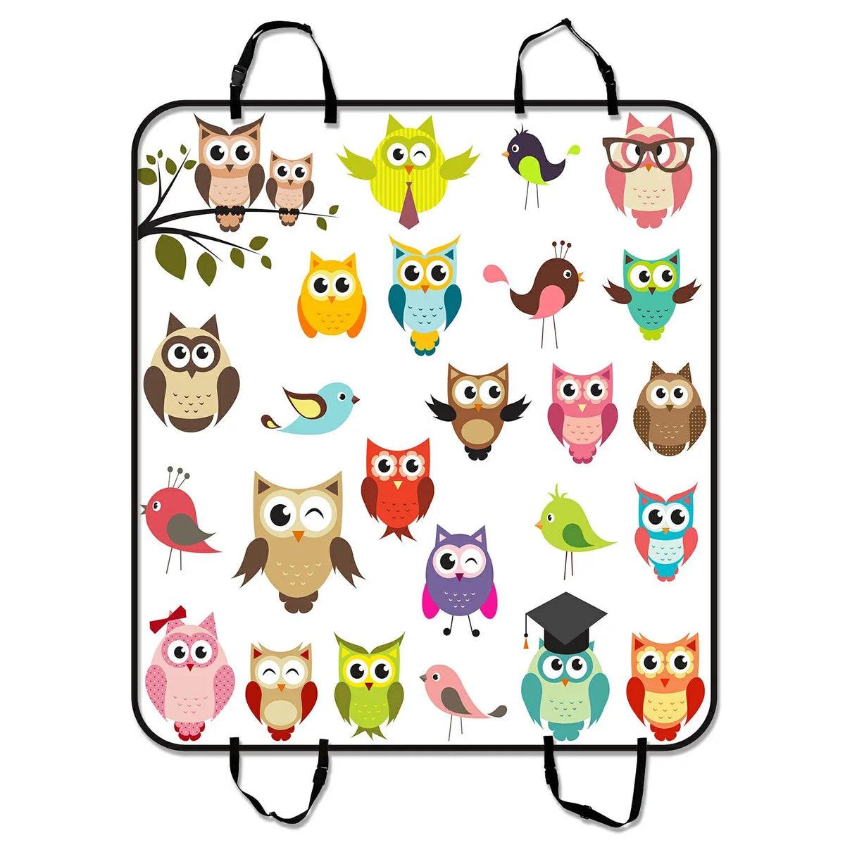GCKG Art Owl Pet Car Seat wrap Dog Car Seat Mat Hammock Cargo Mat Trunk Mat For Cars Trucks and SUV 54x60 inches