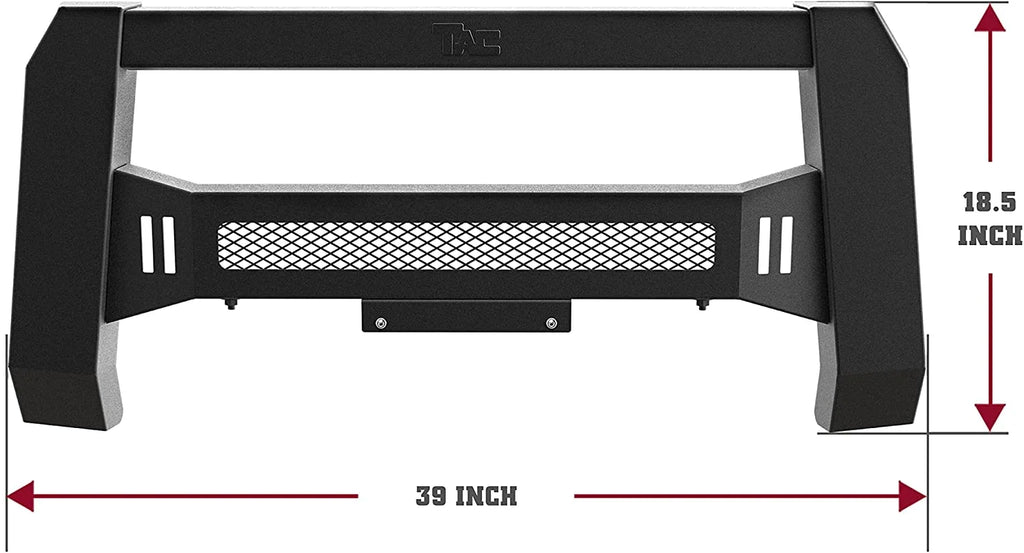 TAC Modular Bull Bar suitable with 2005-2023  Tacoma Pickup Truck Fine Textured Black (Predator Mesh Version)