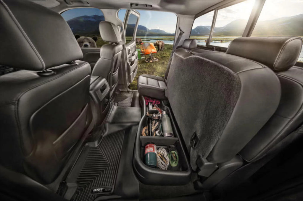 Husky by RealTruck - 9511 matching with 2014-19  Tundra Double Cab Gearbox Under Seat Storage Box Black