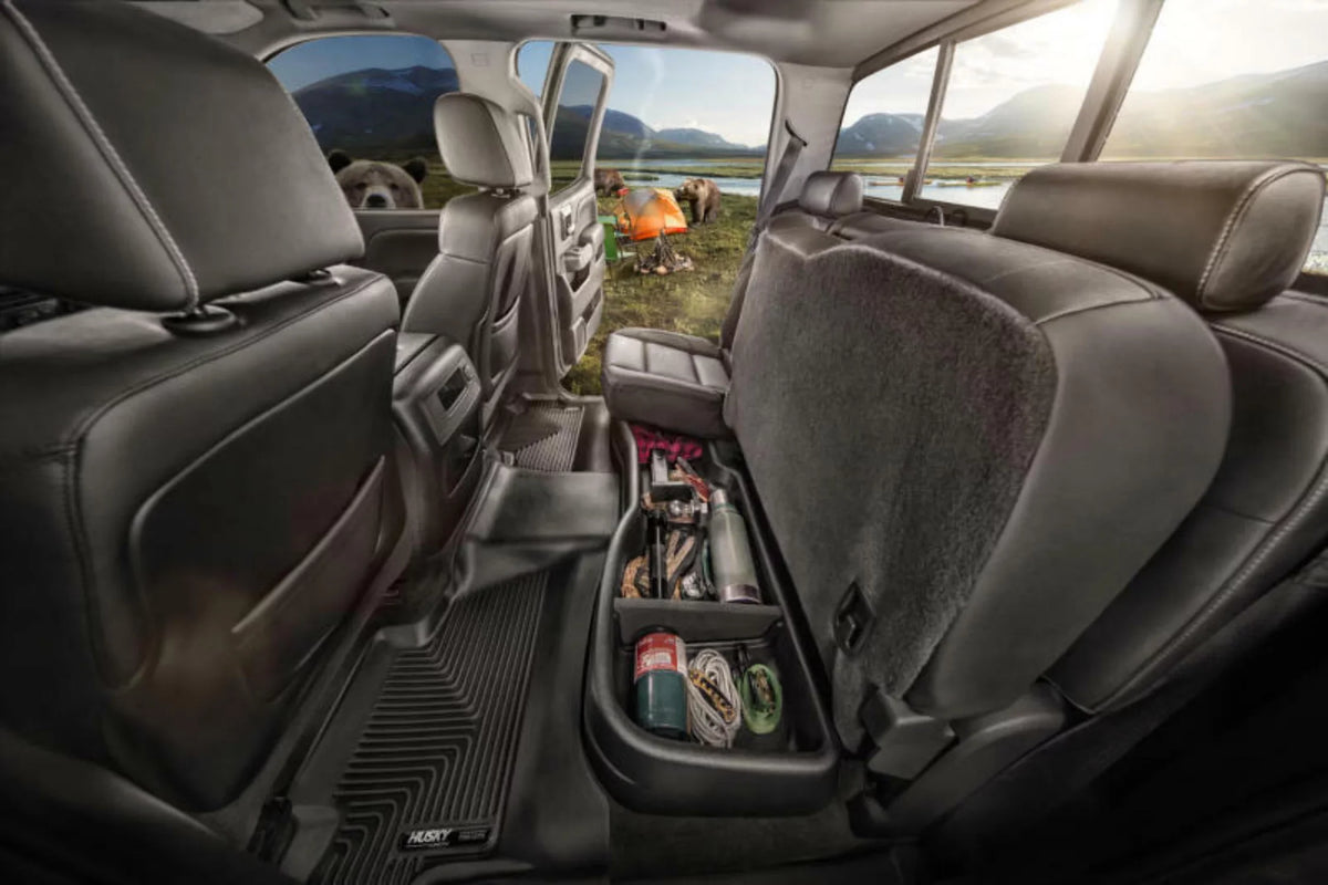 Husky by RealTruck - 9511 matching with 2014-19  Tundra Double Cab Gearbox Under Seat Storage Box Black