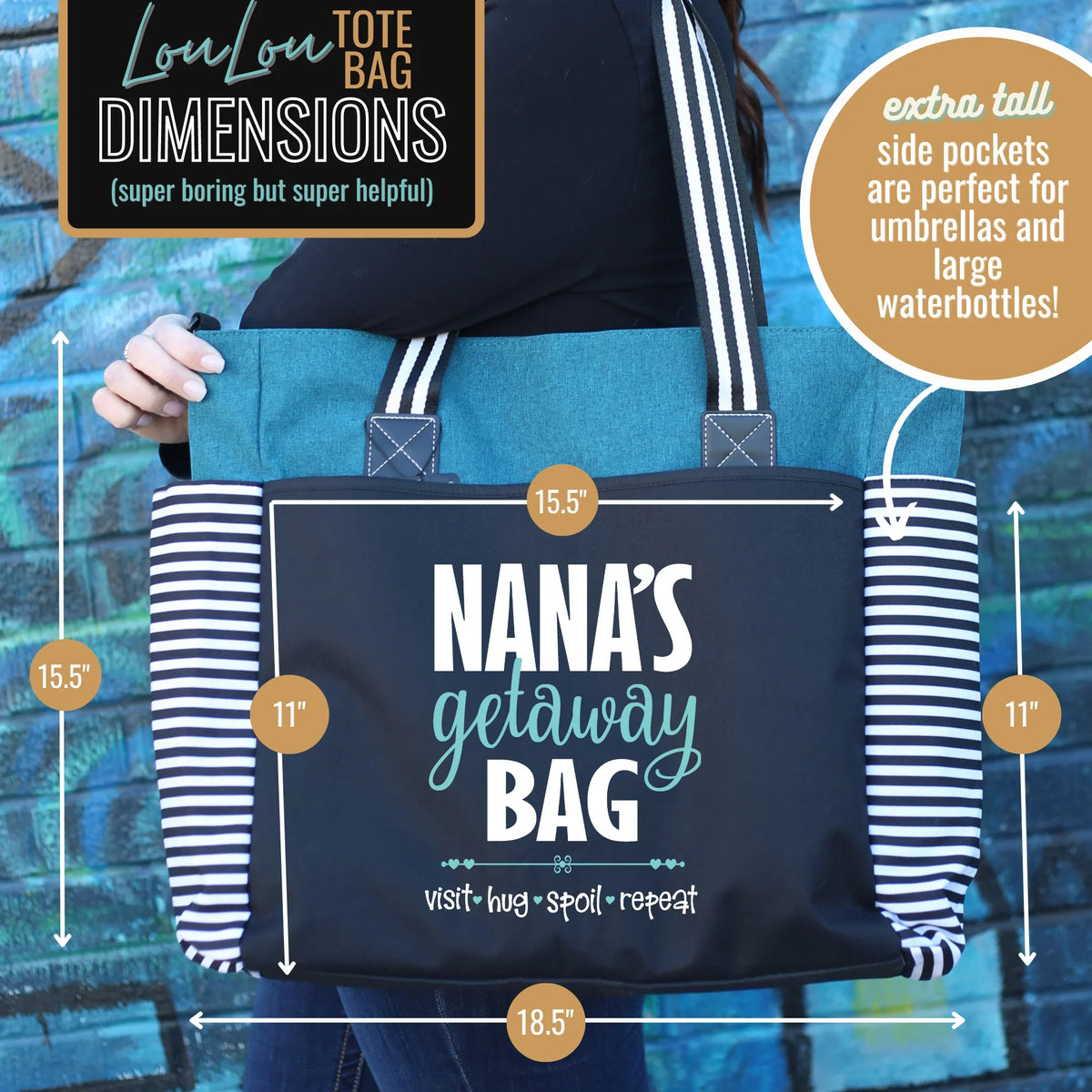 Nana Getaway LouLou Teal Tote Bag for Grandmothers