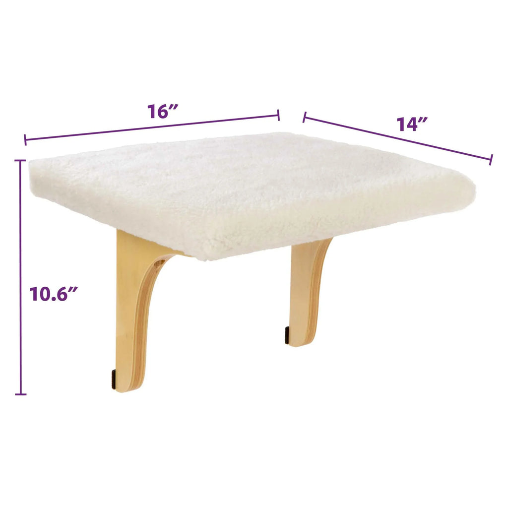 SmartyKat Paw Perch Padded Self-Adhesive Windowsill Mounted Cat Perch & Plush wrap, Cream