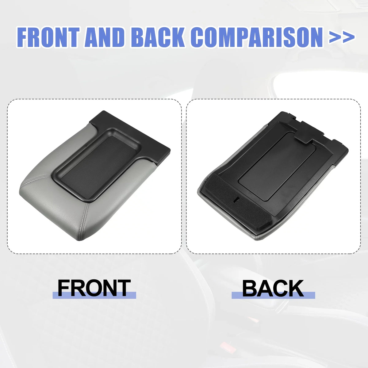 Unique Bargains Center Console Lid Armrest Seat Box protector Protector for Cadillac Escalade 2003-2004 Faux Leather Gray