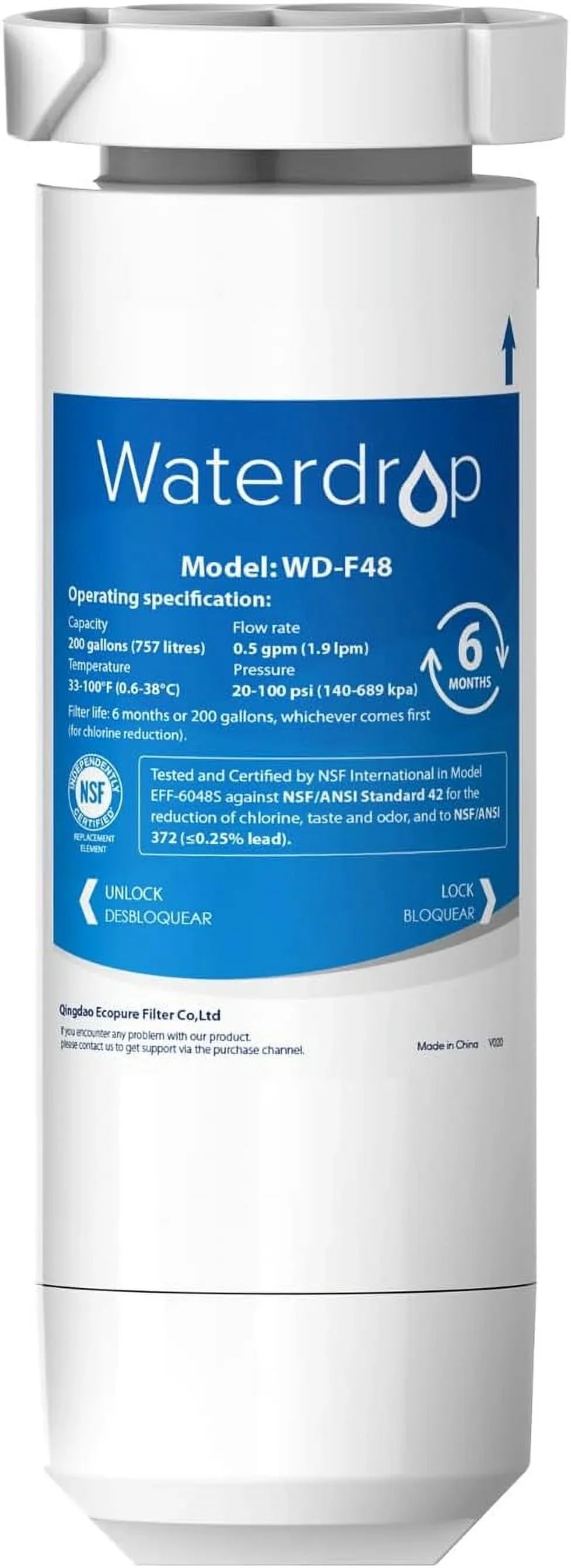 Waterdrop XWF NSF Certified Replacement for GE® XWF Refrigerator liquid Filter, 1 Filter (Package may vary)