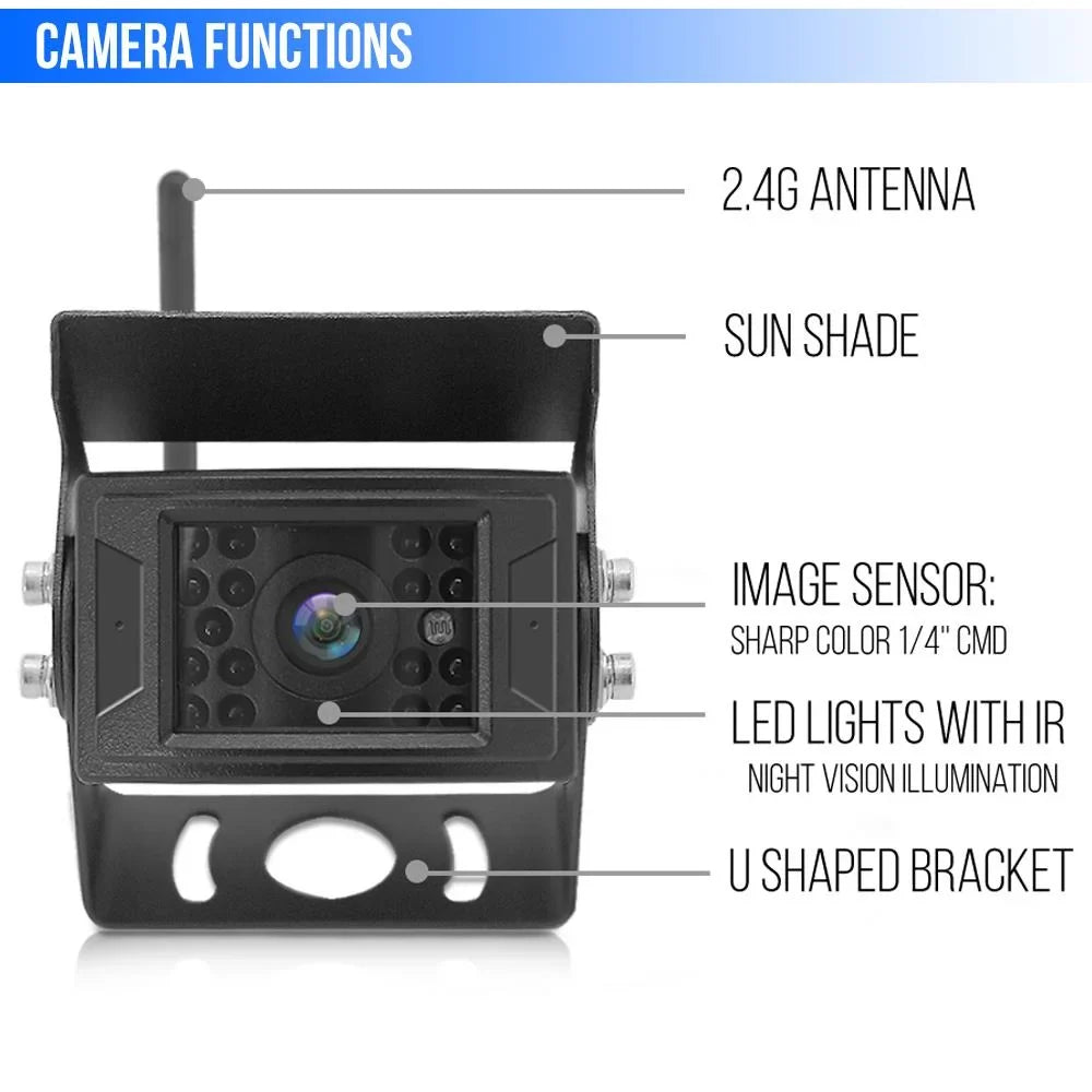 PYLE PLCMTR78WIR - 2.4Ghz Vehicle Camera & Video Monitor System with Wireless Video Transmission, Waterproof Rated Cam, Night Vision, 7?? -inch Display (for Bus, Truck, Trailer, Van)