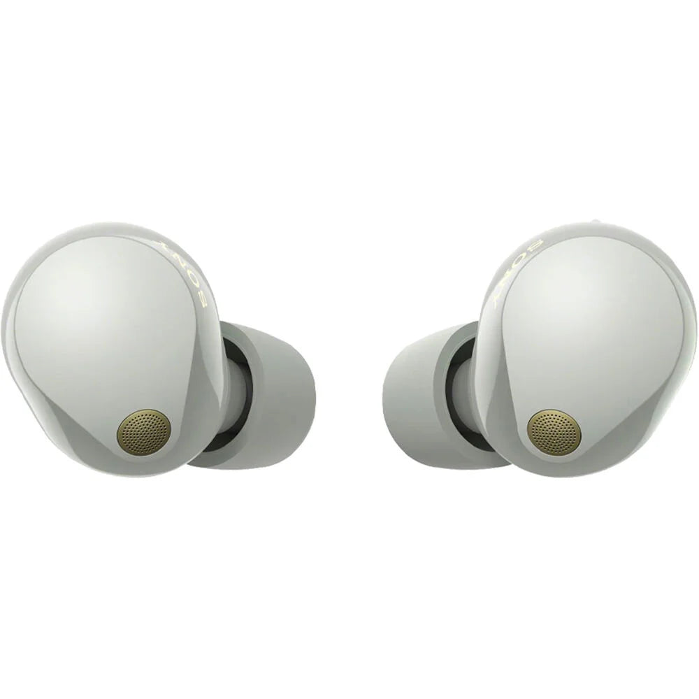 WF-1000XM5 Industry Leading Noise Canceling Truly Wireless Earbuds (Silver) Bundle with Silicone Case (Pink), Memory Foam Ear Tips, USB-A to USB-C Cable & 1 YR CPS Enhanced Protection Pack