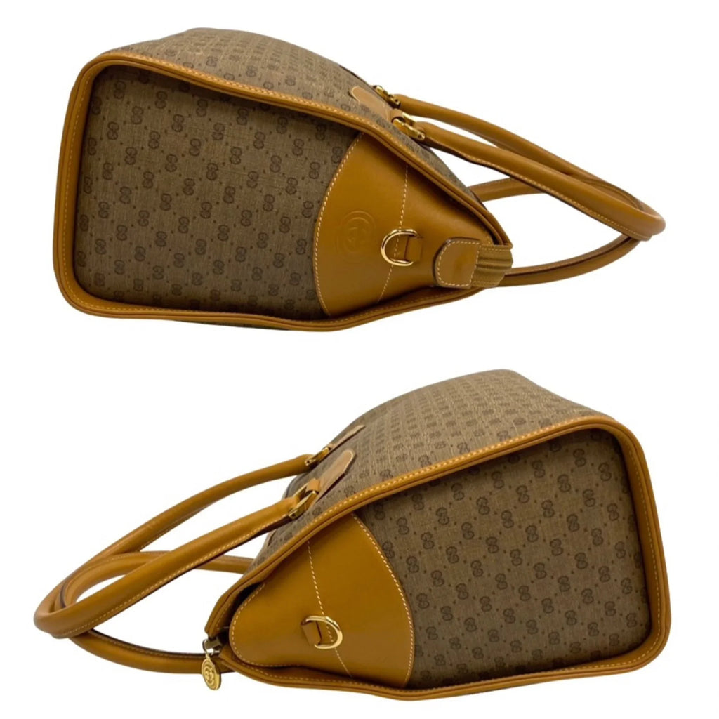 Pre-Owned GUCCI Old Gucci Vintage Micro GG Leather Genuine 2way Handbag Shoulder Bag Brown (Good)