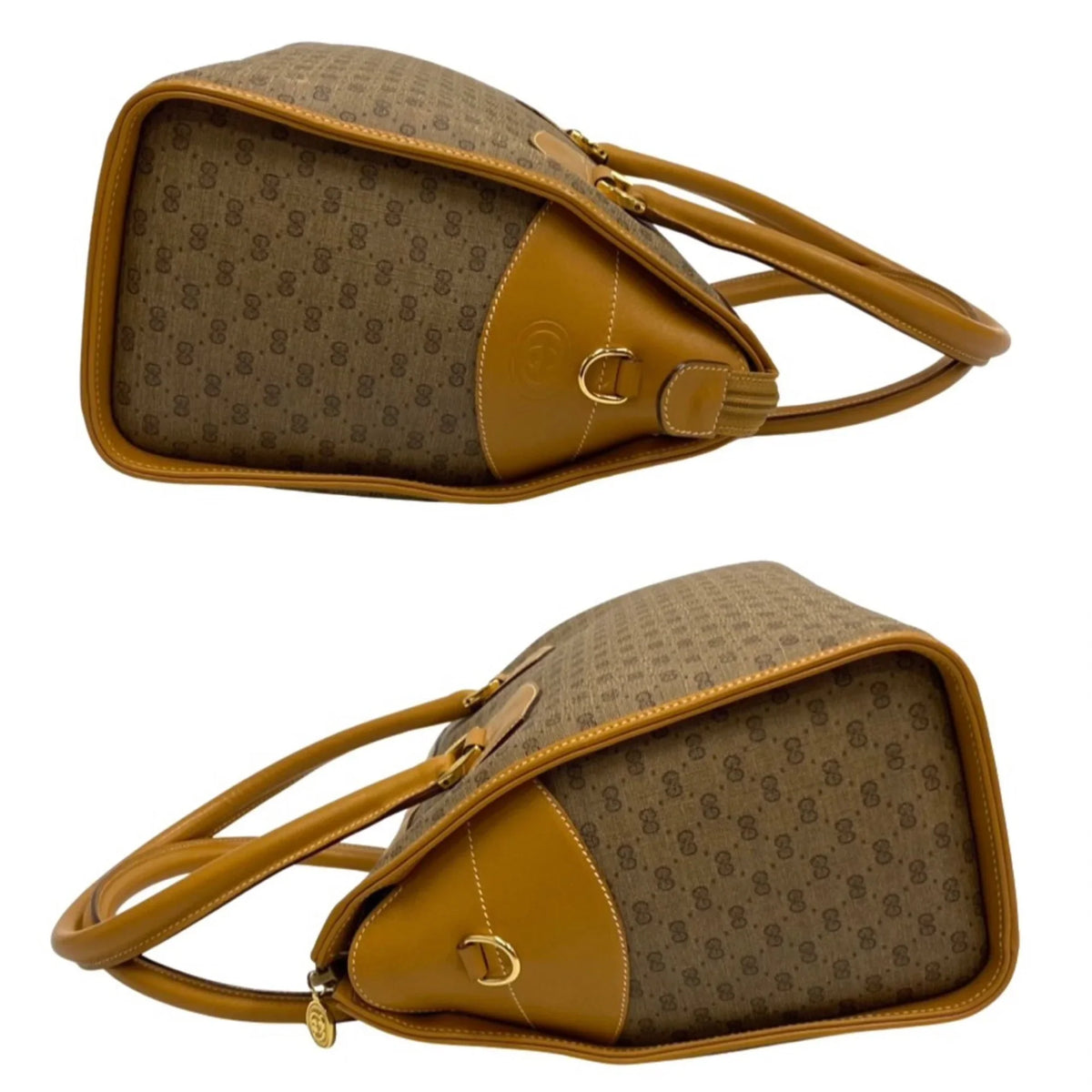 Pre-Owned GUCCI Old Gucci Vintage Micro GG Leather Genuine 2way Handbag Shoulder Bag Brown (Good)