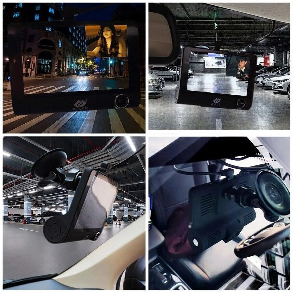 TASHHAR Car Dual Lens Dash Cam 1080P 4" HD DVR Front/Rear/Built-In Video Camera Driving Recorder G-Sensor, Motion Detection and Parking Monitoring