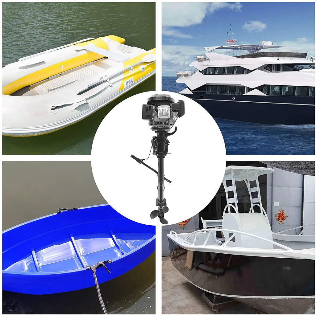 MONIPA Black Heavy Duty Outboard Motor 7.5HP 4 Stroke Outboard Motor vessel Engine with Air Cooling System for Aquaculture Fishing Outdoor Adventure