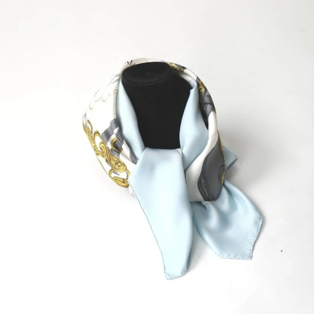 Pre-Owned HERMES Carre90 Hermes light blue scarf (Good)