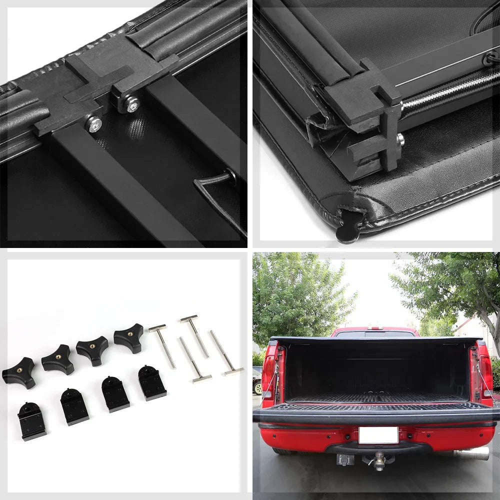 Short Bed Truck Tonneau wrap 5Ft Soft Top Tri-Fold Fleetside for 05-21 Frontier Fits select: 2005-2019 NISSAN FRONTIER