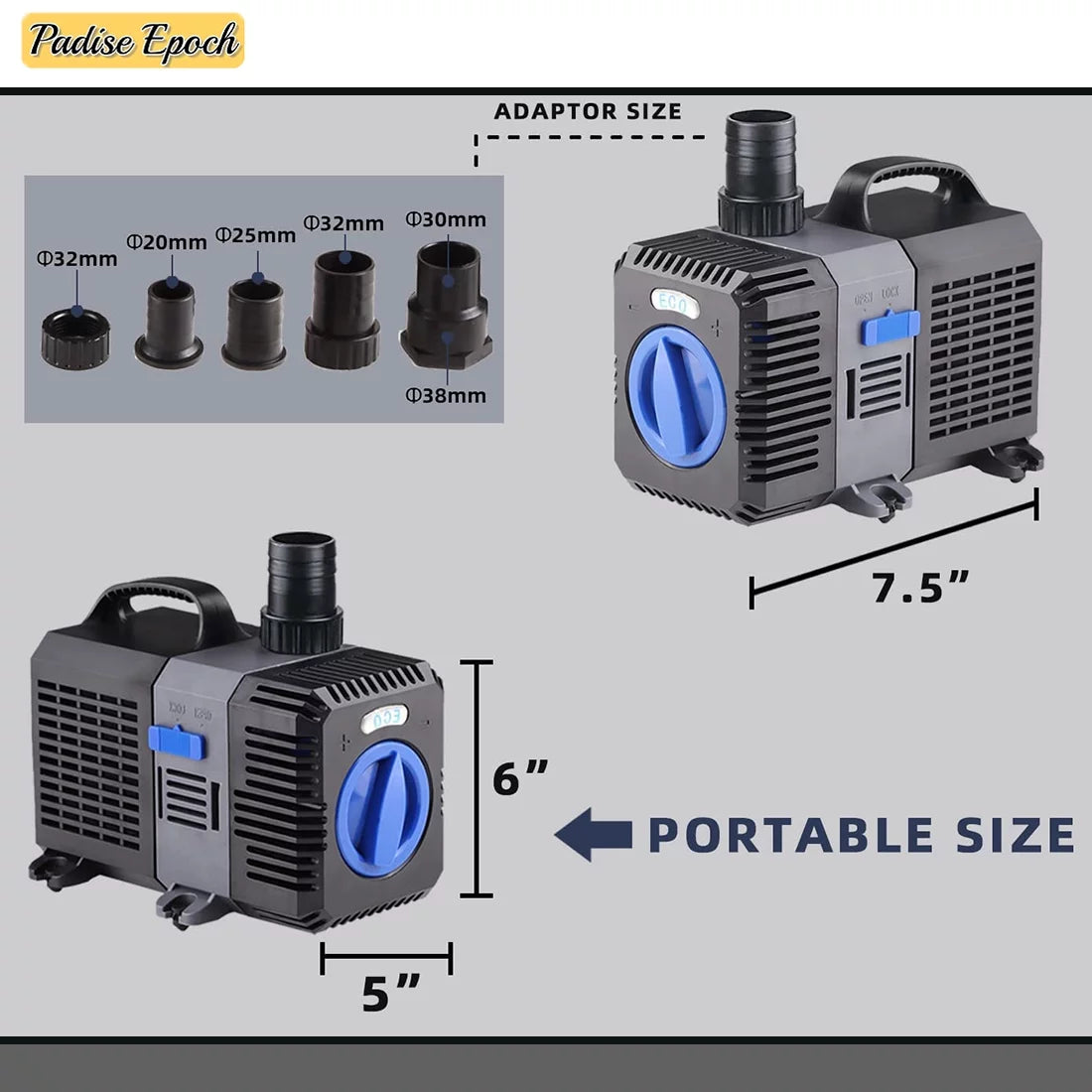2115GPH Big Flow Adjustable Frequency Inline Fish Tank Fountain Aquarium Waterfall Salt Fresh Pond Submersible Filter aqua Pummp With Ceramic Shaft