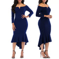 KISSMODA Women's Maxi Dresses 3/4 Long Sleeve Casual V Neck Bodycon Cocktail Bridesmaid Formal Dresses Party Ball Prom