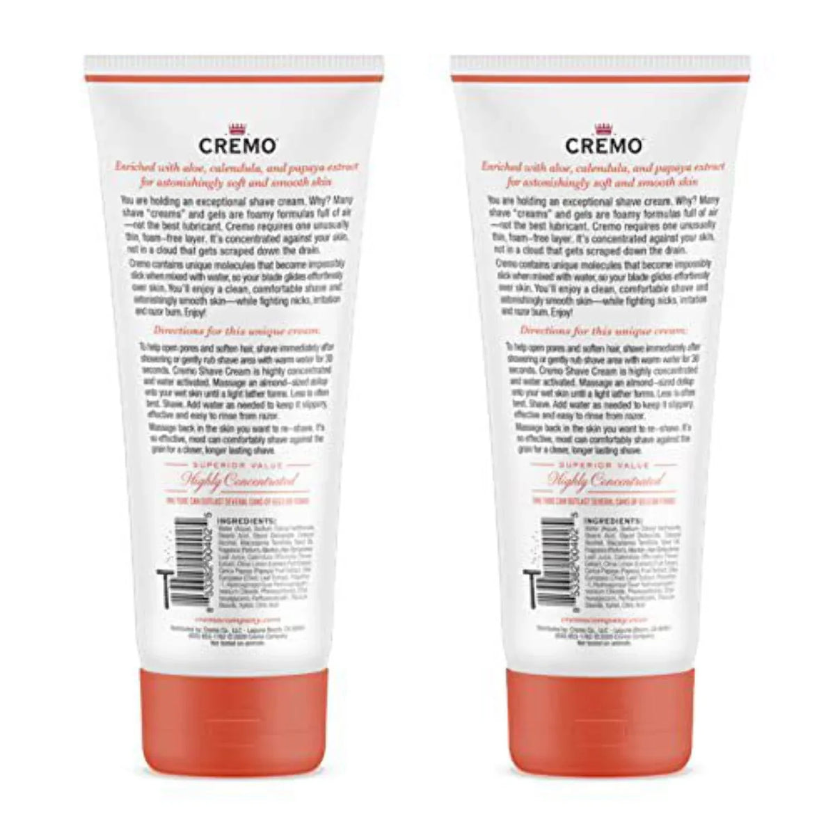 Cremo Coconut Mango Moisturizing Shave Cream, Astonishingly Superior Ultra-Slick Shaving Cream for Women Fights Nicks, Cuts and Razor Burn, 6 Fl Oz (Pack of 2)
