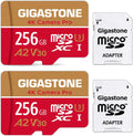 Gigastone 256GB Micro SD Card, 4K Video Recording, 4K Camera Pro, matching with Nintendo Switch, Dash Cam, GoPro Cameras, R/W up to 100/50 MB/s, Micro SDXC UHS-I A1 V30 Class 10, 2 Pack (2x256GB)