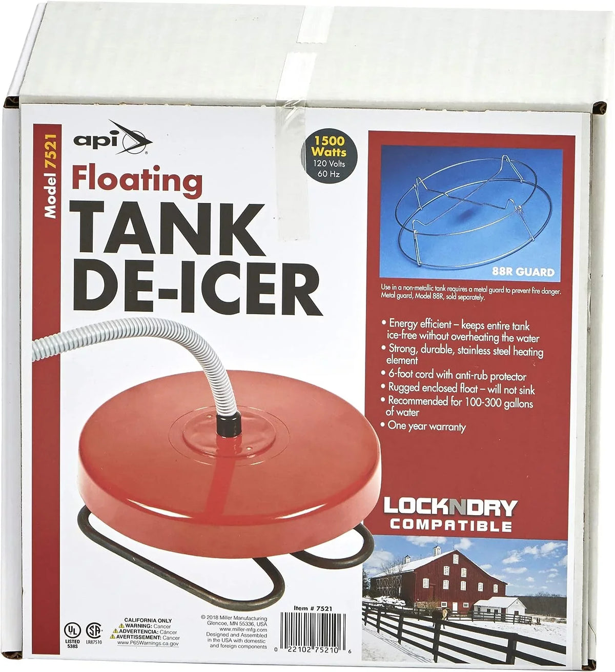 API Floating liquid Tank Deicer Floating De-Icer, 1500 Watt