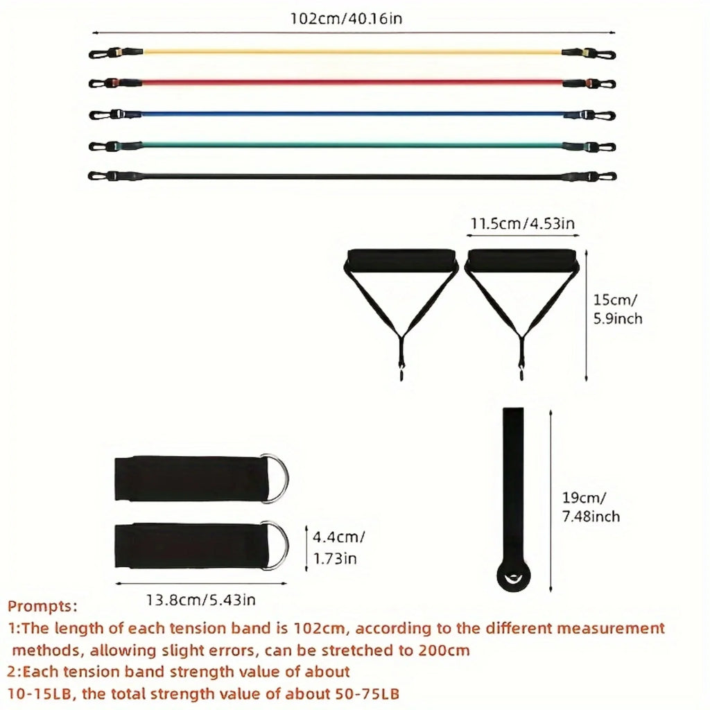 PGAST 11pc Ultimate Resistance Band Set - Medium Tension, Stackable for Full-Body Workout, Includes Accessories & Storage Bag