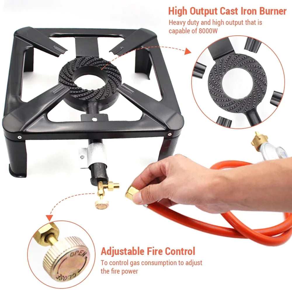 Walmeck Outdoor Furnace , Cast Iron Stove, Single Propane Gas Cooker for Camping BBQ