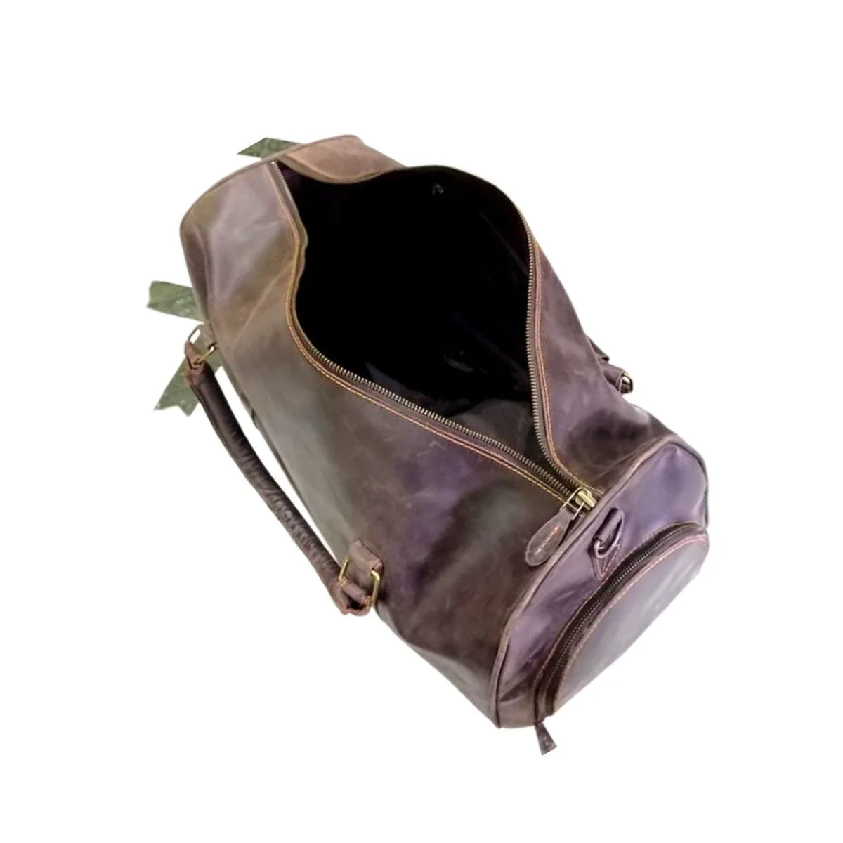 AMERICANSTYLE Cow Leather Duffle Bag Dark Brown Leather Gym & Travel Luggage Bag